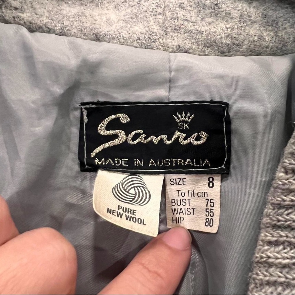 VTG unisex Sanro Melbourne Wool Coat Grey Lana Fleece unisex‎ S/M 8 - Picture 3 of 8